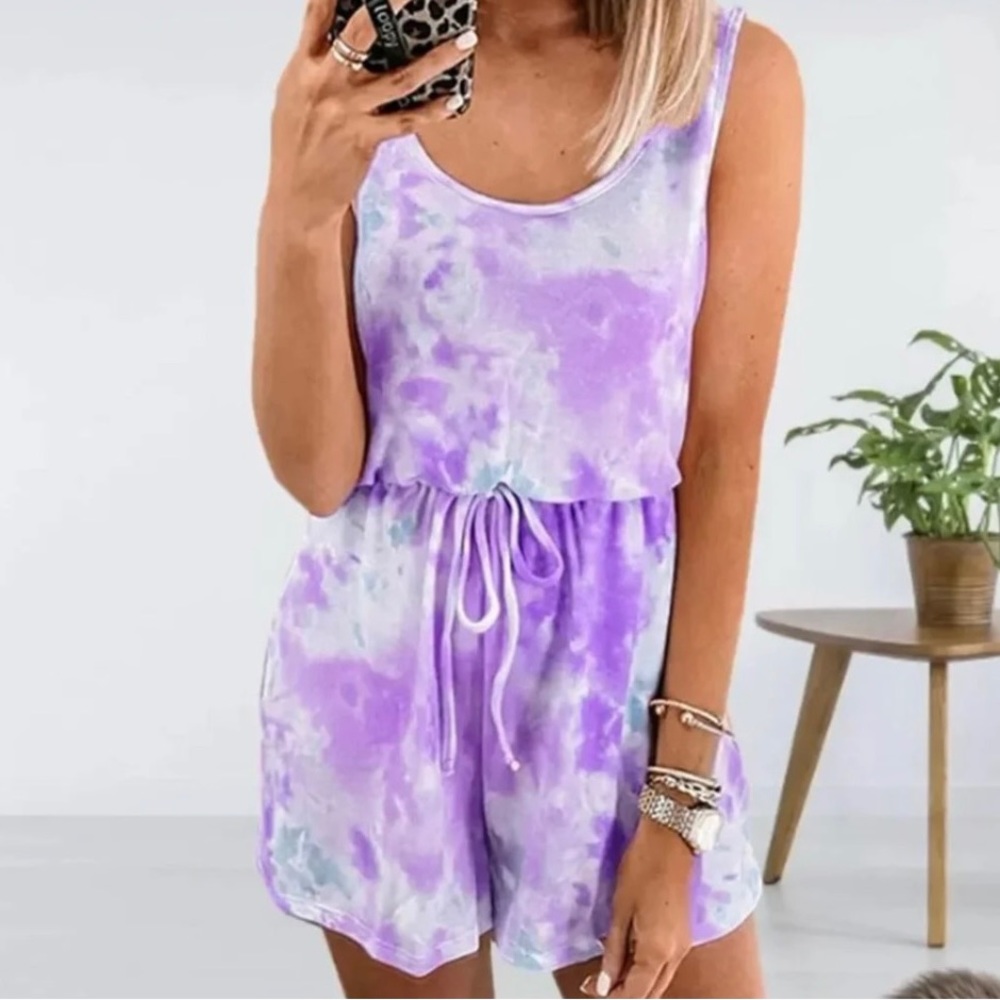 Blue & Purple Tie Dye Romper Size Small